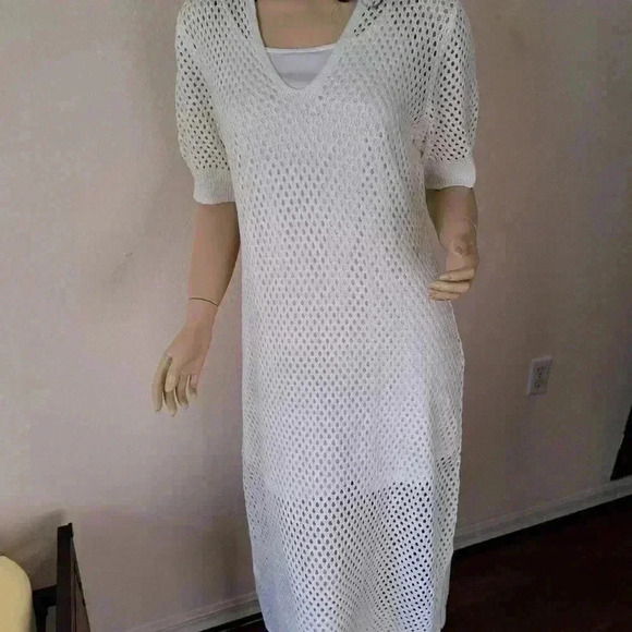 Steve Madden Dress short sleeve open knit midi  ivory/white size X… - Picture 3 of 7